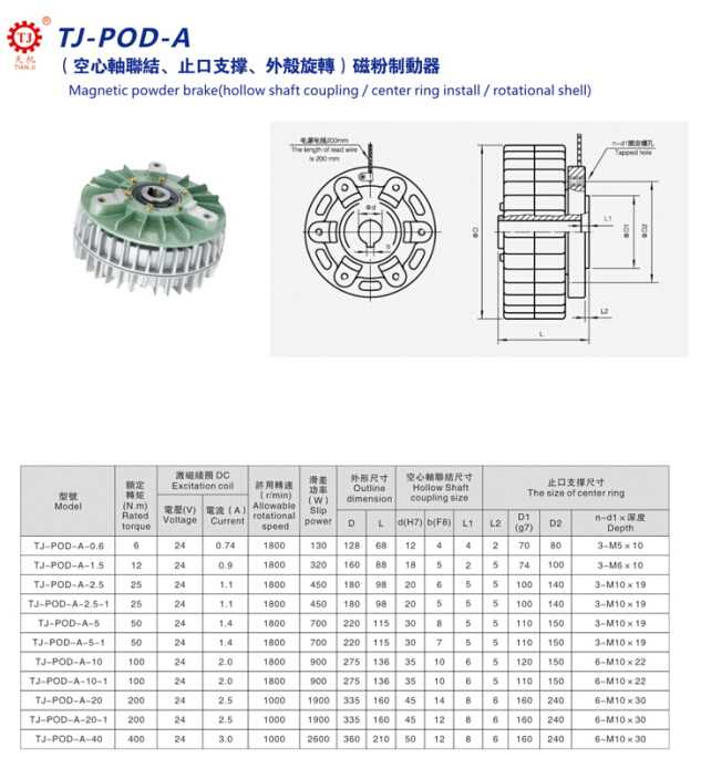 外殼旋轉磁粉制動器選型圖 外殼旋轉磁粉制動器選型圖